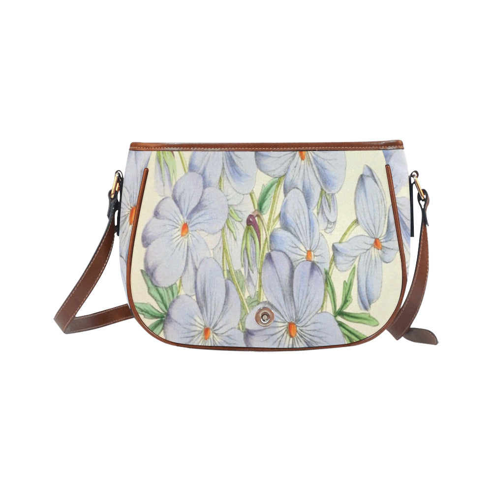 Vintage floral handbag, Design 13 Model 1695341 Saddle Bag/Large (Model 1649)