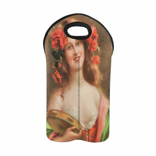 Victorian lady design 2 Bottle wine bag, Tambourine Girl