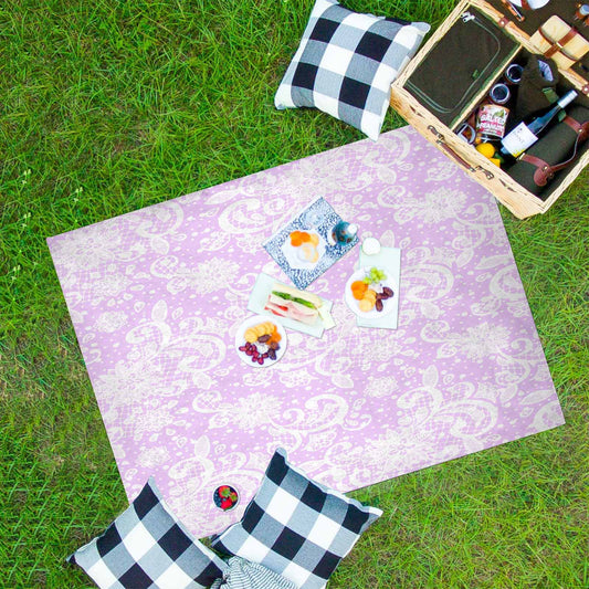 Victorian lace print waterproof picnic mat, 69 x 55in, design 06