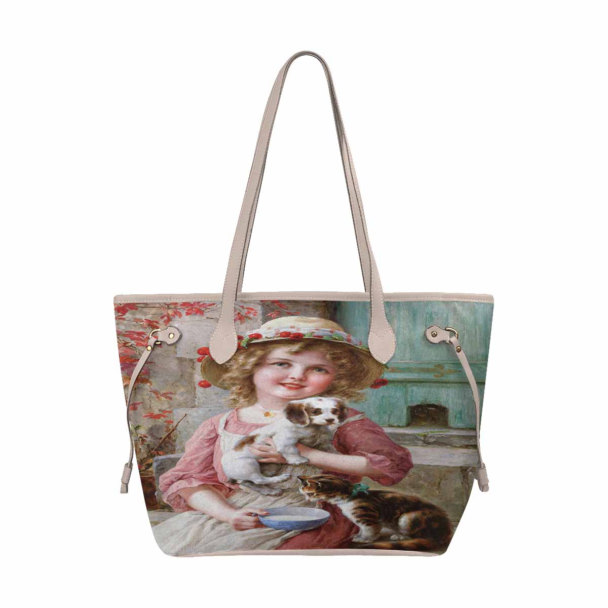 Victorian Girl Design Handbag, Model 1695361, New Friends, BEIGE/TAN TRIM