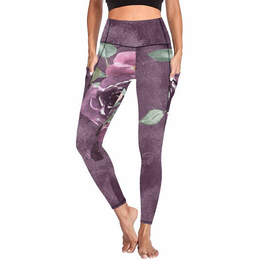 Floral 2, active wear leggings, outside surge, design 29