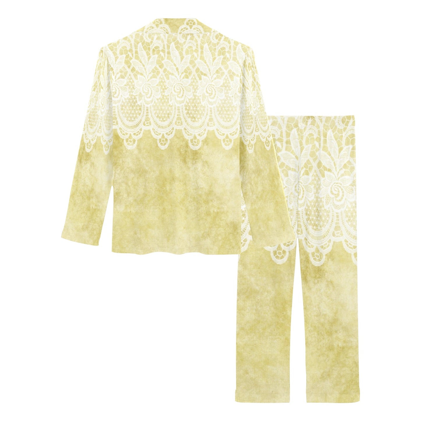 Victorian printed lace pajama set, design 44 Women's Long Pajama Set (Sets 02)