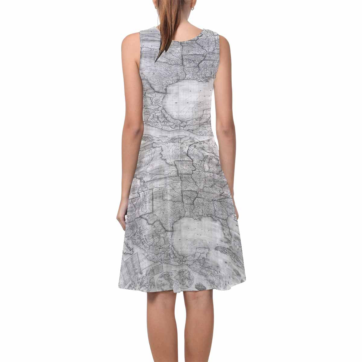 Antique Map casual summer dress, MODEL 09534, design 19