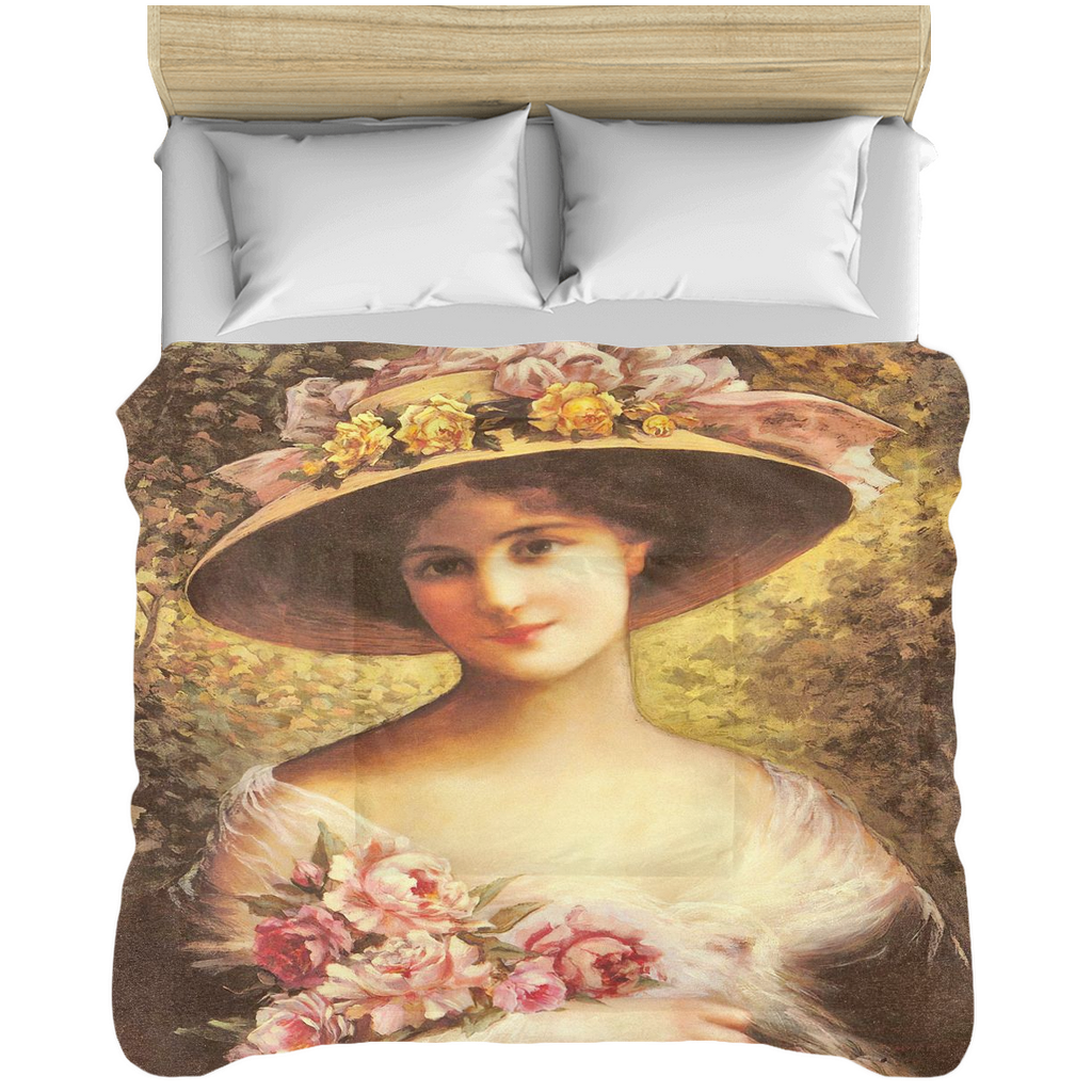 Victorian lady design comforter, twin, twin XL, queen or king, The Fancy Bonnet