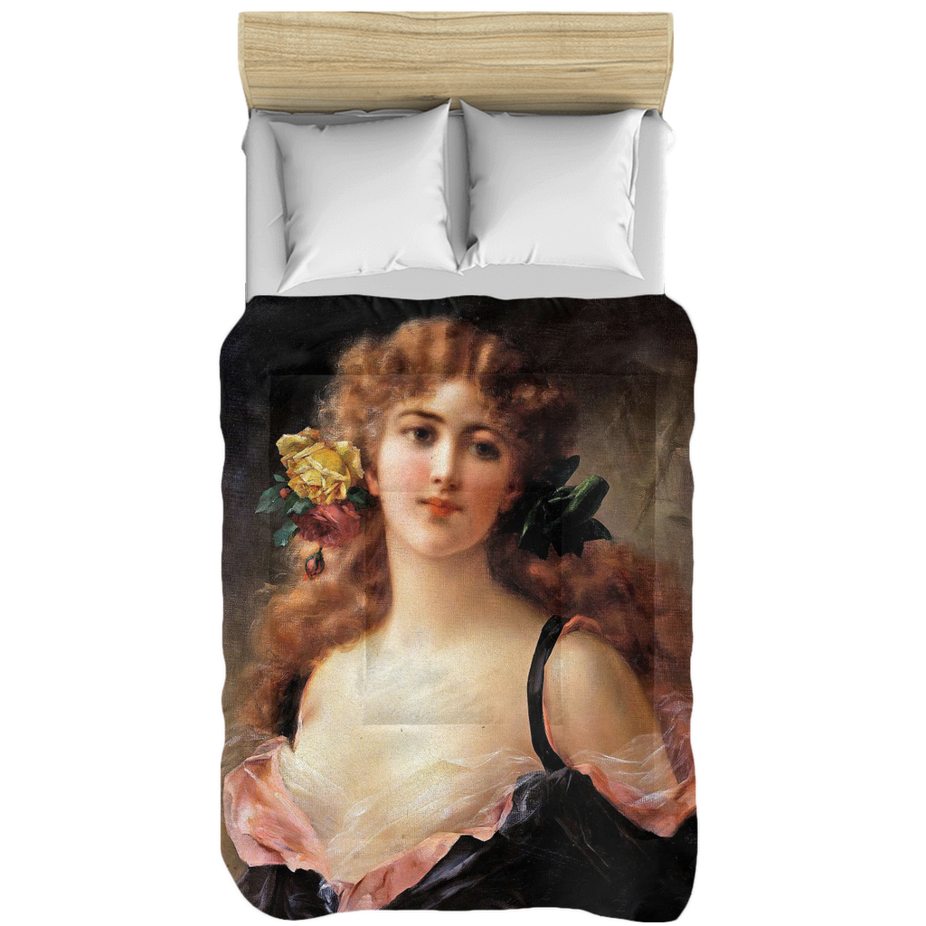 Victorian lady design comforter, twin, twin XL, queen or king, Portrait of a Young Girl
