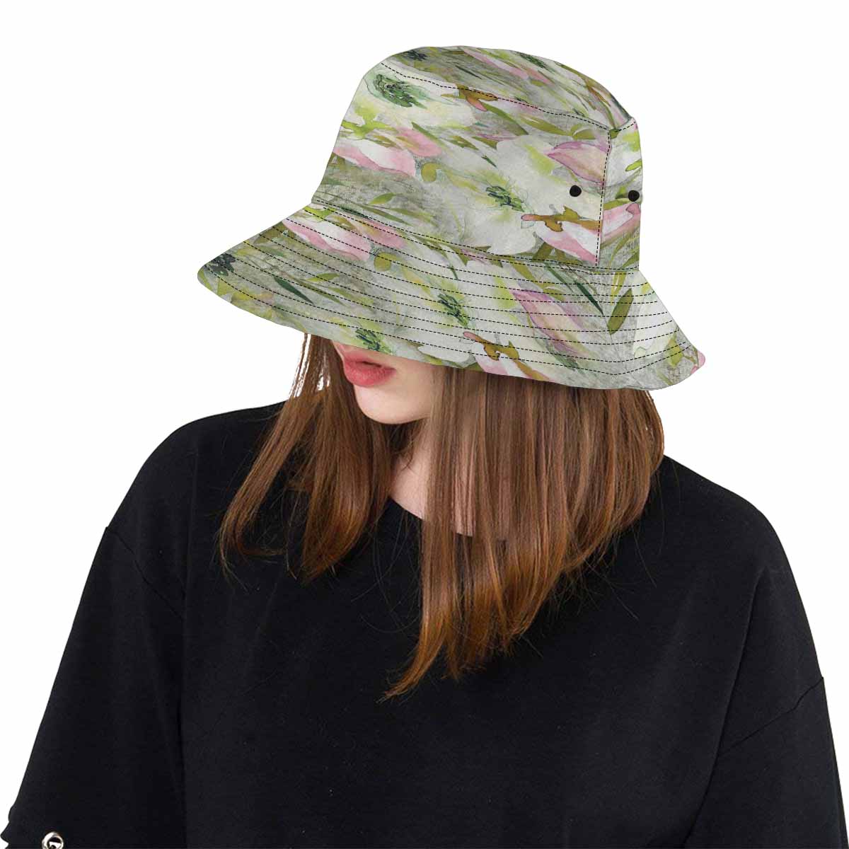 Vintage floral unisex bucket boonie Hat, outdoors hat, Design 03