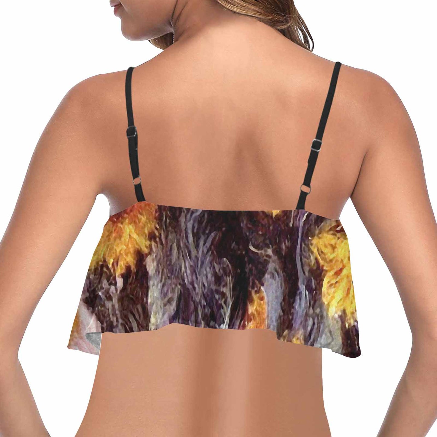 Vintage floral flounce bikini top, Design 49