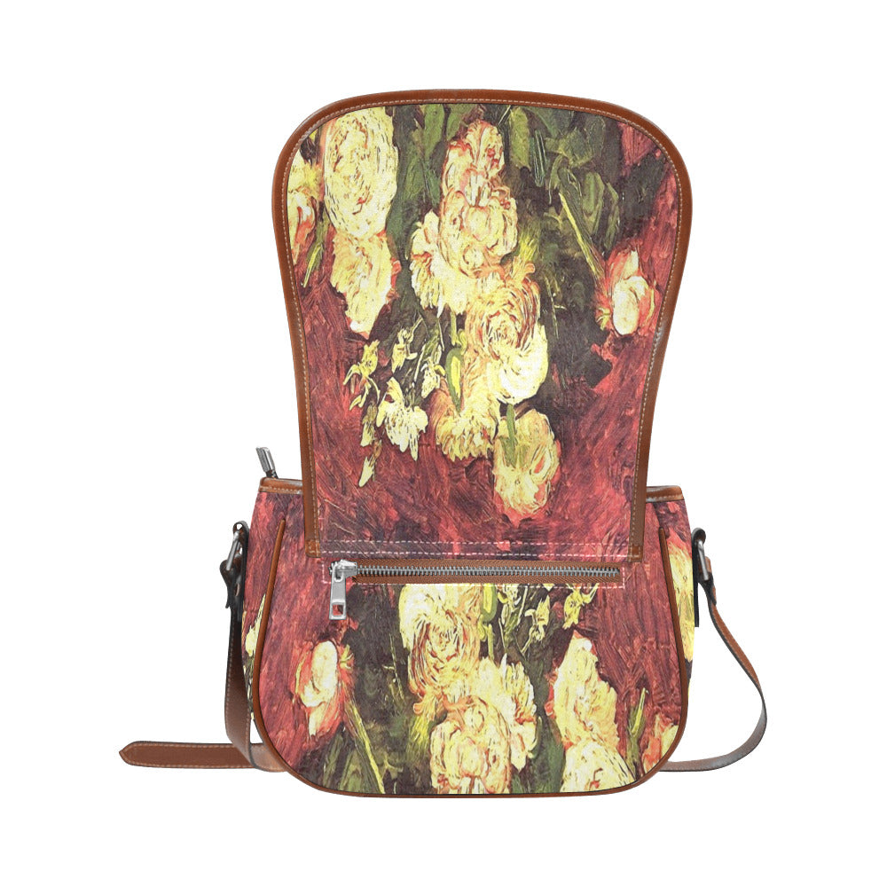 Vintage floral handbag, Design 27 Model 1695341 Saddle Bag/Large (Model 1649)