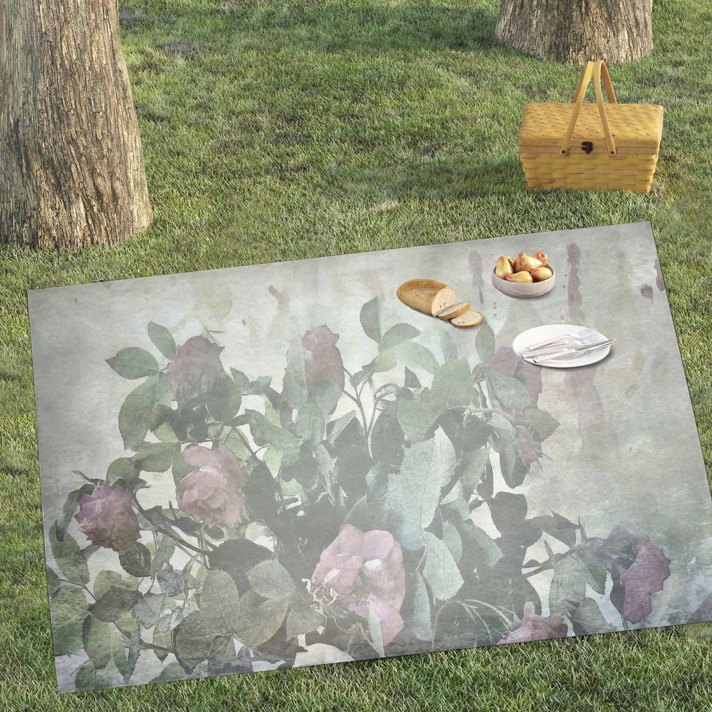 Vintage Floral waterproof picnic mat, 81 x 55in, Design 23