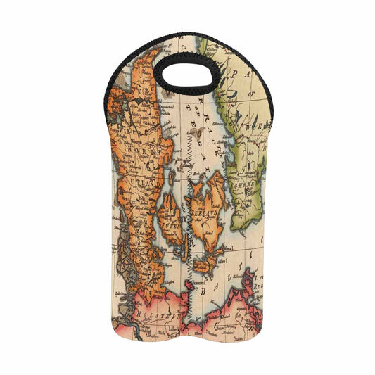 2 Bottle Antique map wine bag,Design 34