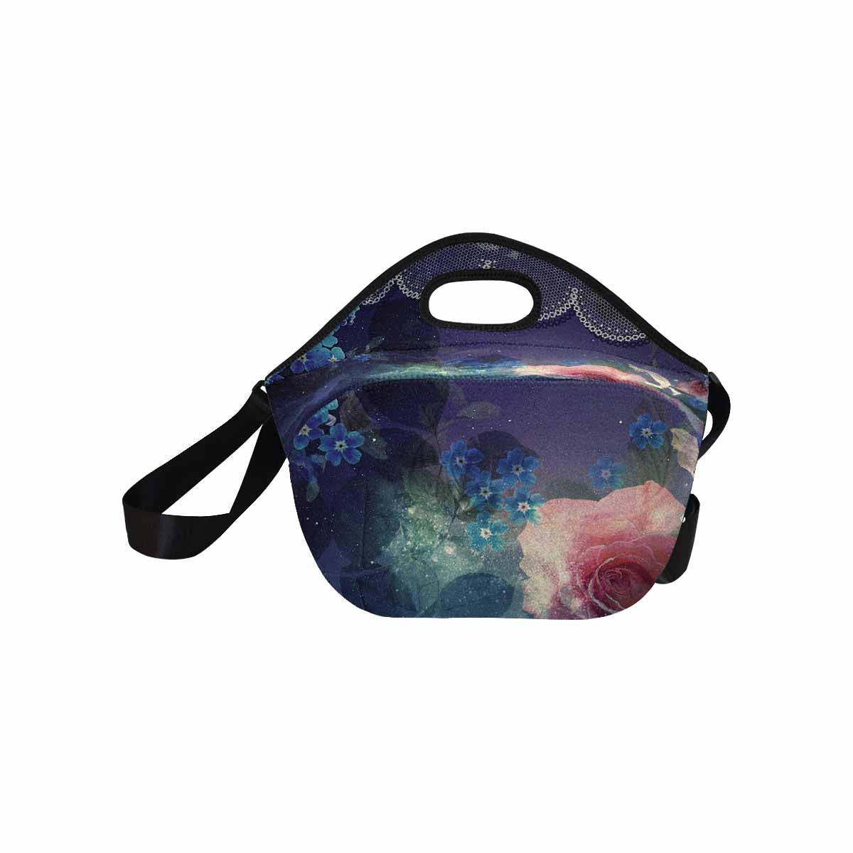 Victorian lace print insulated lunch bag, design 02