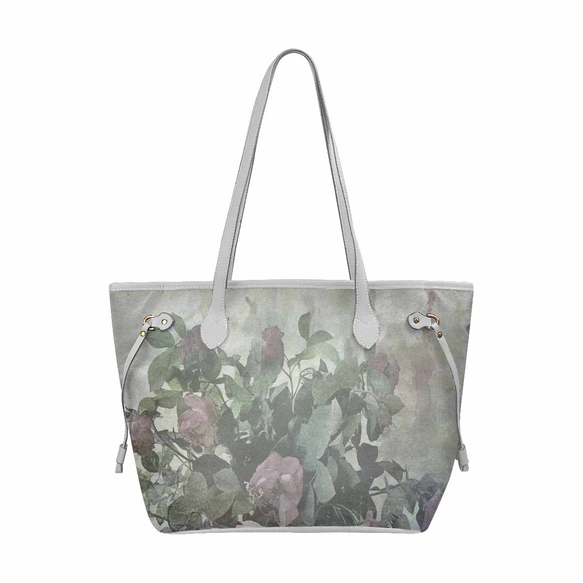 Vintage Floral Handbag, Classic Handbag, Mod 1695361, Design 23 WHITE TRIM