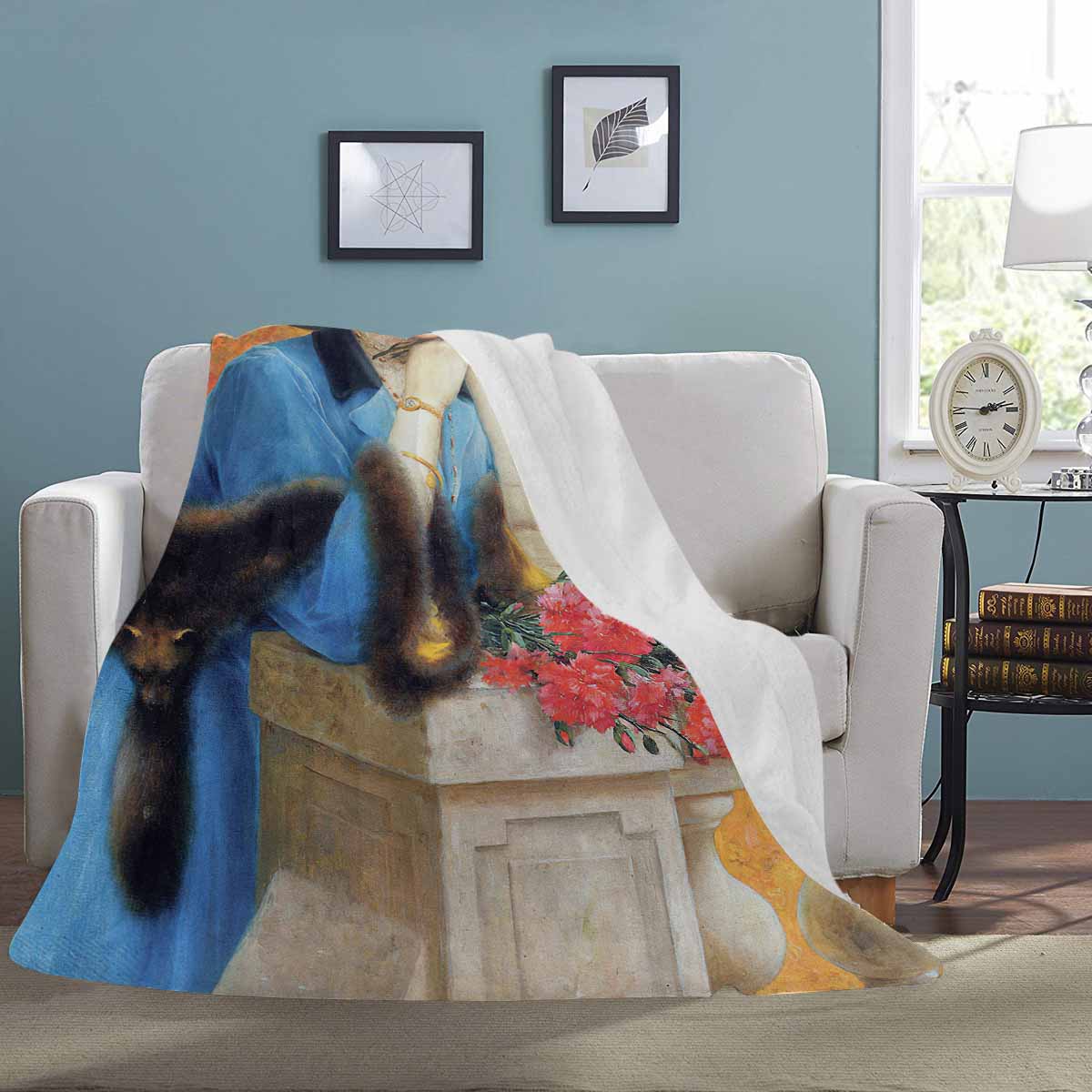 Victorian Lady Design BLANKET, LARGE 60 in x 80 in, CARNATIONS ARE FOR LOVE