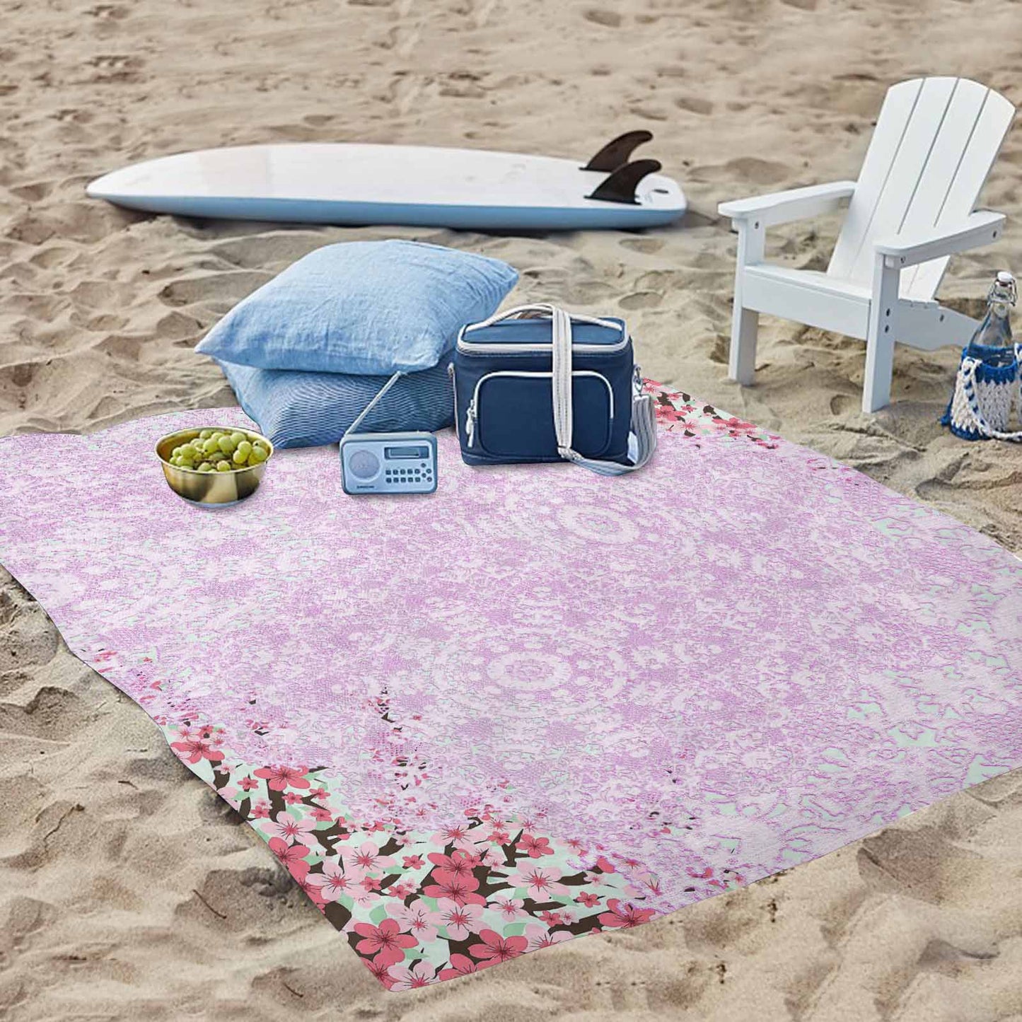 Victorian lace print waterproof picnic mat, 69 x 55in, design 09