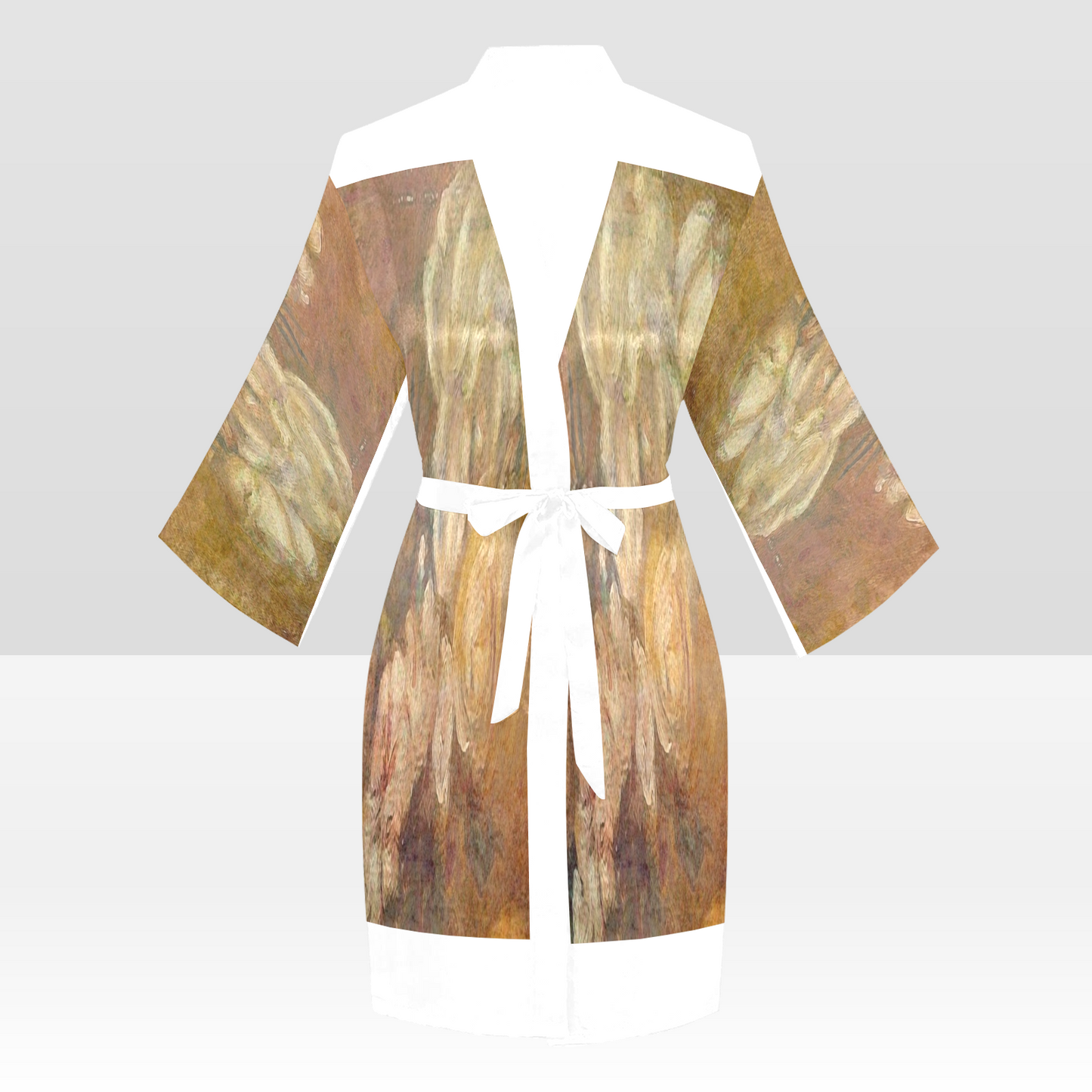Vintage Floral Kimono Robe, Black or White Trim, Sizes XS to 2XL, Design 17