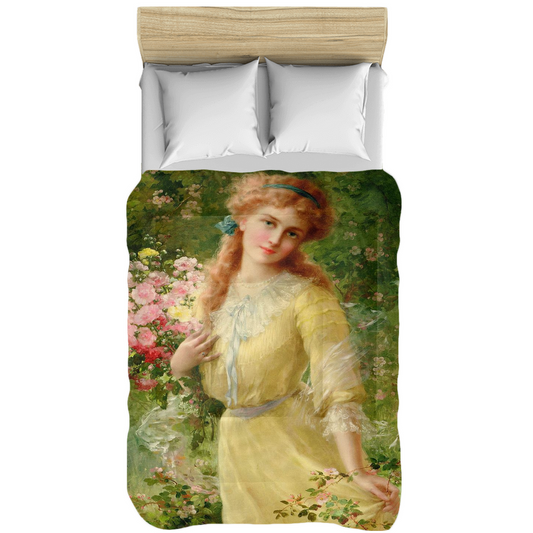 Victorian lady design comforter, twin, twin XL, queen or king, Portrait of a Girl