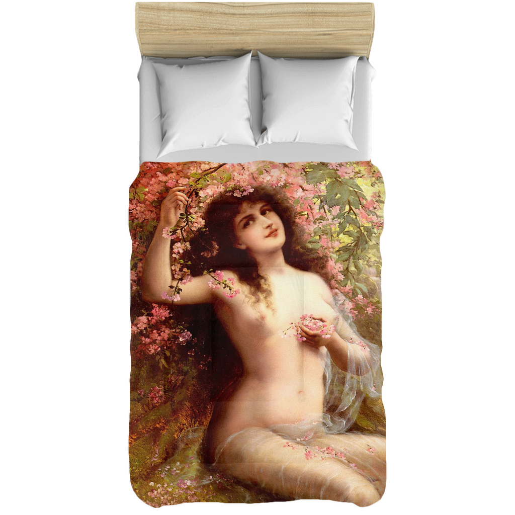 Victorian lady design comforter, twin, twin XL, queen or king, Among The Blossoms