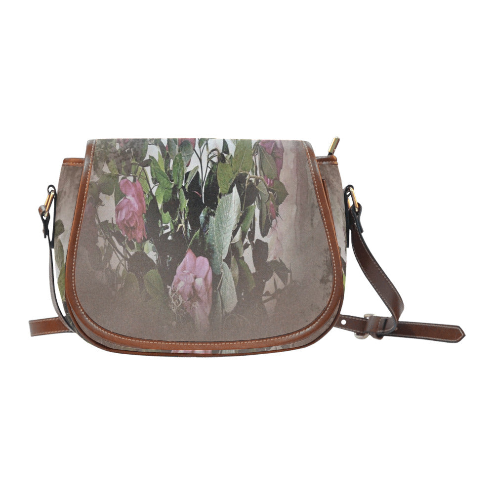 Vintage floral handbag, Design 22x Model 1695341 Saddle Bag/Large (Model 1649)