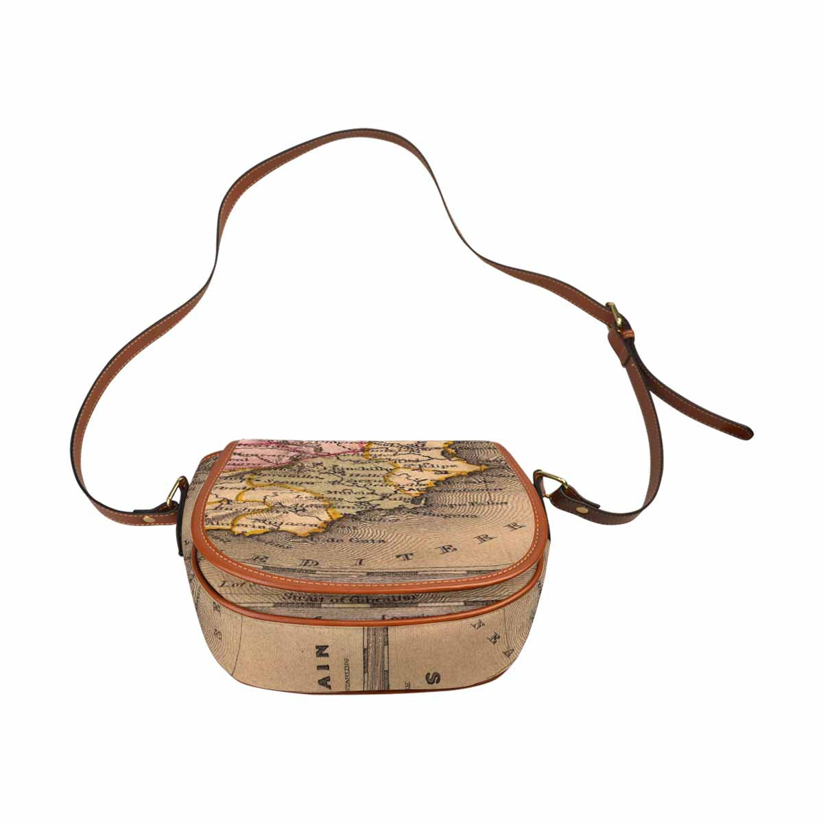 Antique Map design Handbag, saddle bag, Design 16