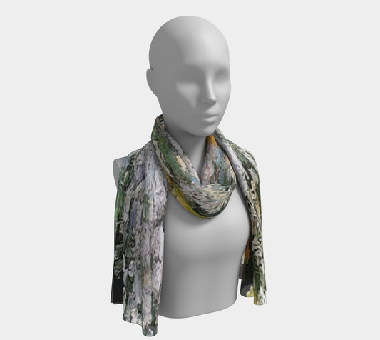 Vintage floral RECTANGLE satin charmeuse scarf, Design 07