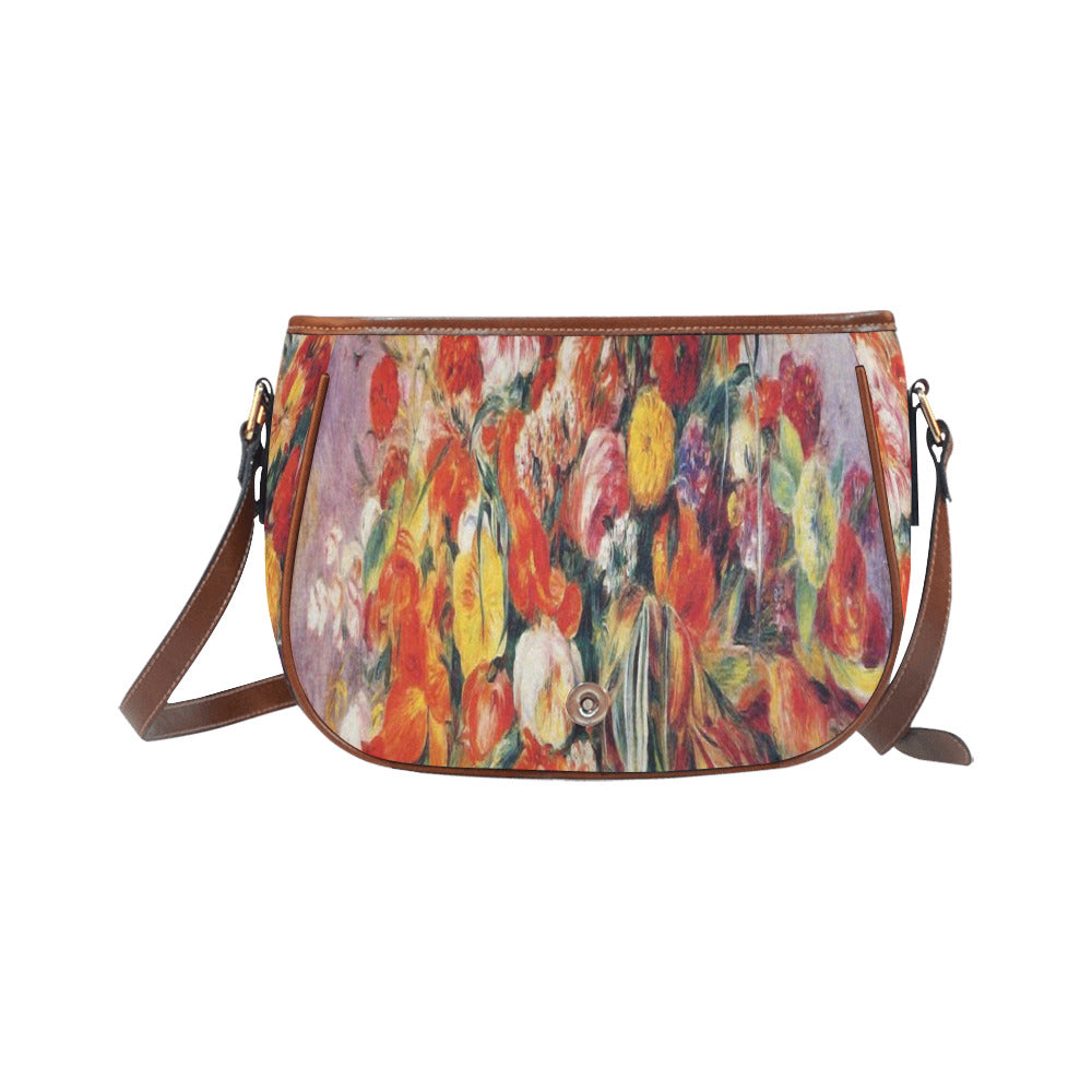 Vintage floral handbag, Design 19 Model 1695341 Saddle Bag/Large (Model 1649)