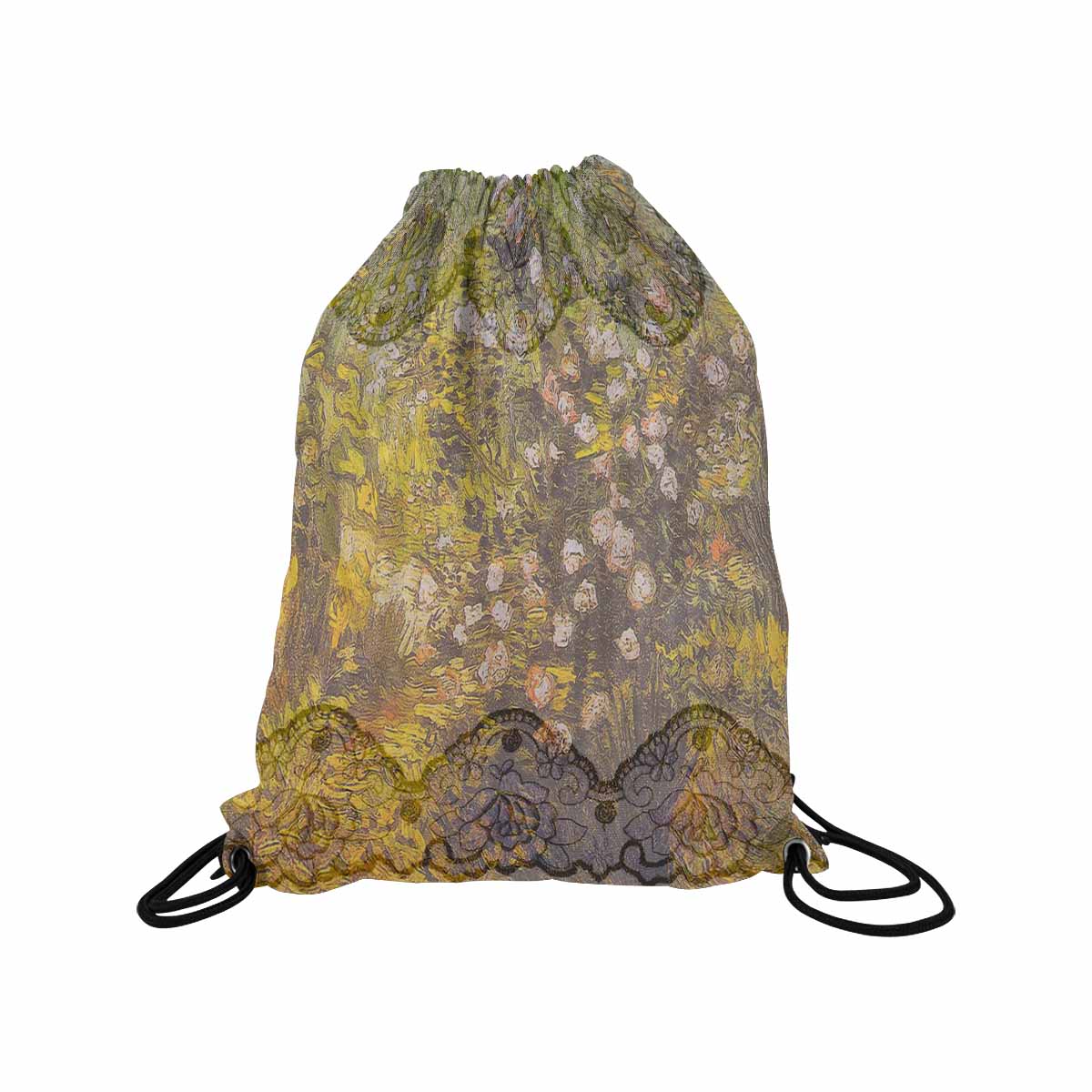 Vintage Floral print, DRAWSTRING BAG, MEDIUM, Design 05x