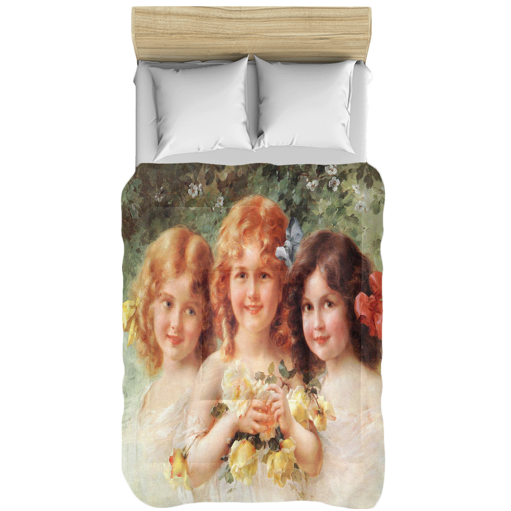 Victorian lady design comforter, twin, twin XL, queen or king, THREE SISTERS
