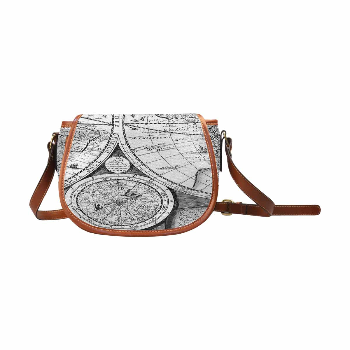Antique Map design Handbag, saddle bag, Design 29