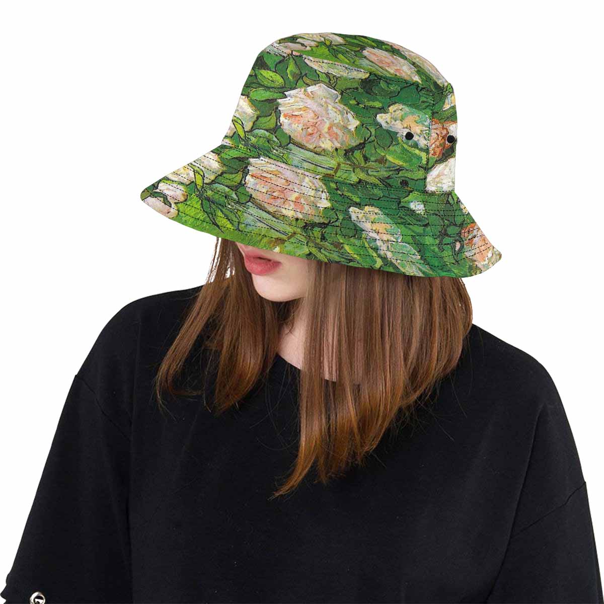 Vintage floral unisex bucket boonie Hat, outdoors hat, Design 06