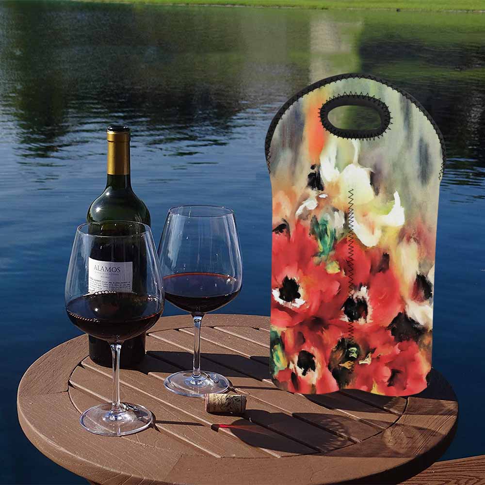 Vintage floral 2 bottle wine bag, Design 14