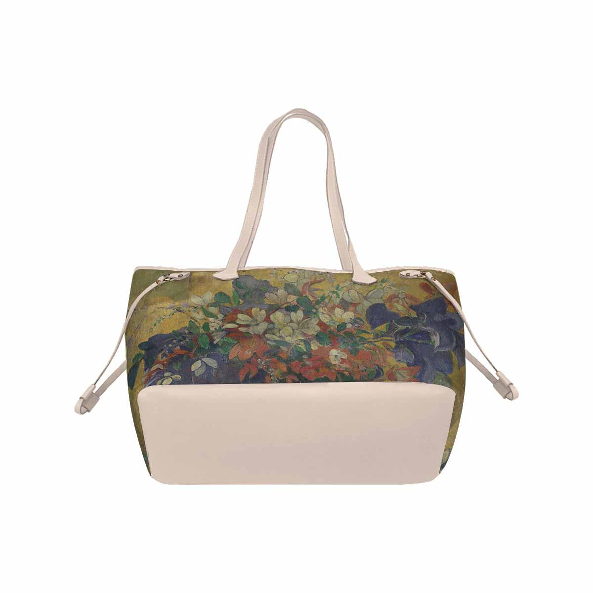 Vintage Floral Handbag, Classic Handbag, Mod 1695361 Design 10, BEIGE/TAN TRIM