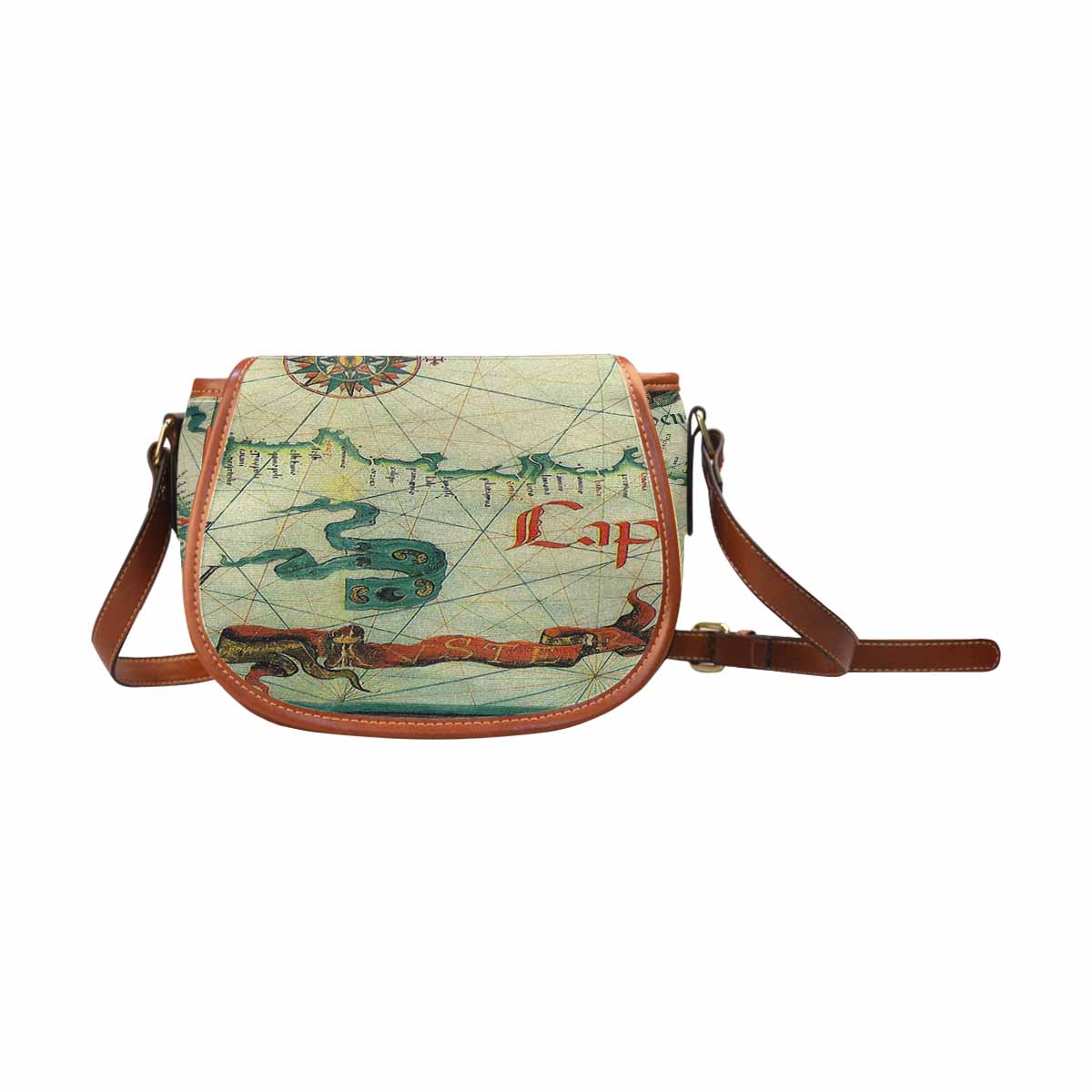 Antique Map design Handbag, saddle bag, Design 33