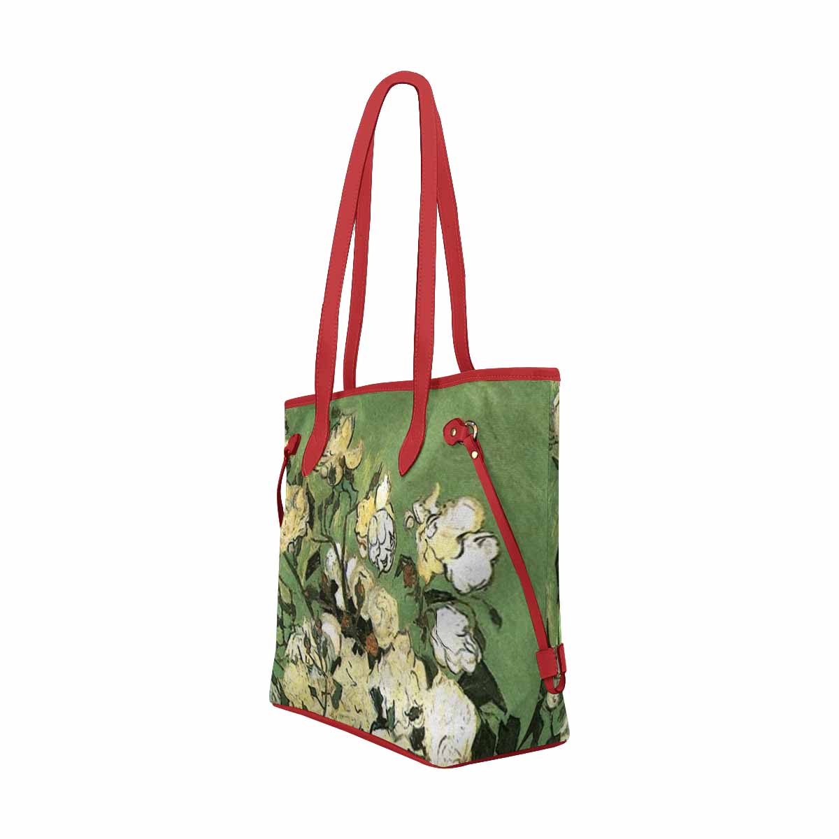 Vintage Floral Handbag, Classic Handbag, Mod 1695361 Design 55 RED TRIM