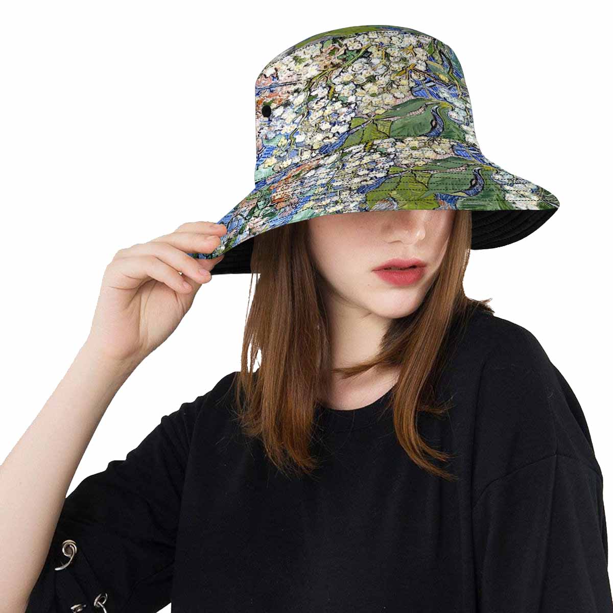 Vintage floral unisex bucket boonie Hat, outdoors hat, Design 04