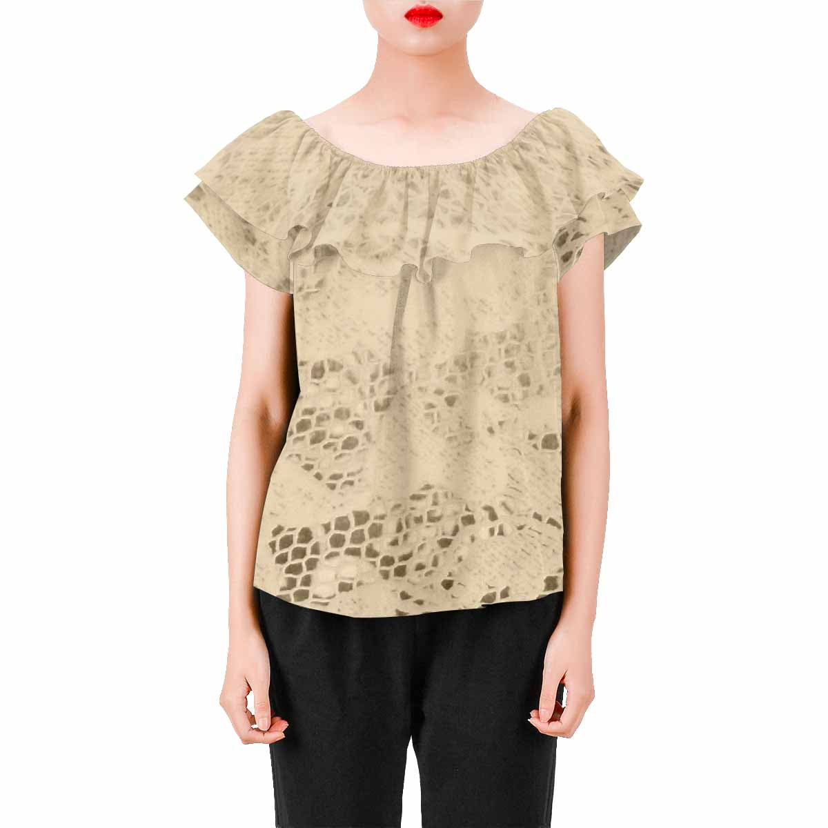 Victorian Lace print Chiffon Blouse, design 26