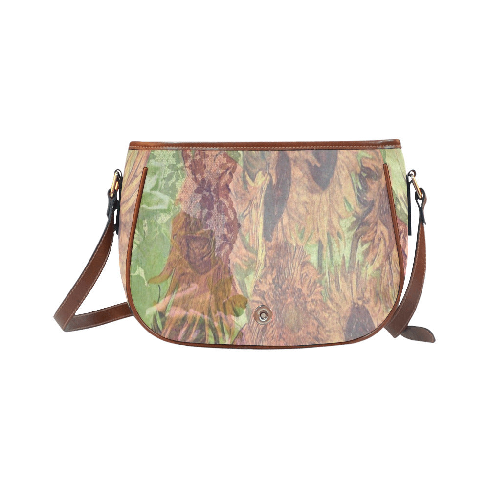 Vintage floral handbag, Design 48xx Model 1695341 Saddle Bag/Large (Model 1649)