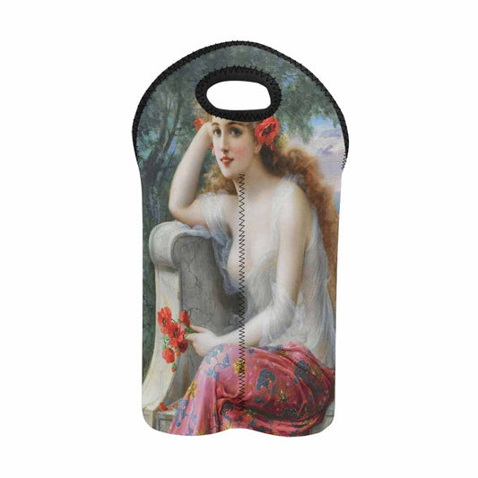 Victorian lady design 2 Bottle wine bag, Young Beauty with Poppies