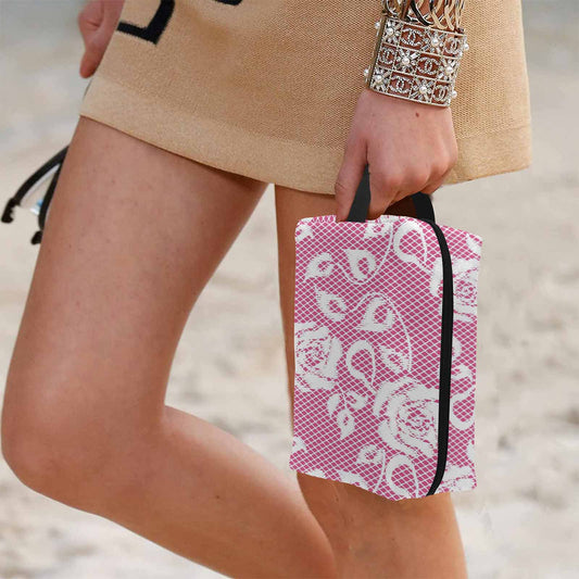 Victorian lace print toiletry comestic bag, design 17