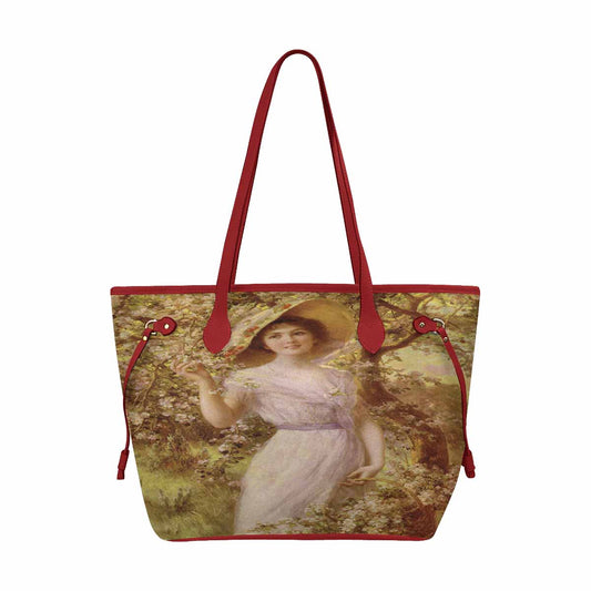 Victorian Lady Design Handbag, Model 1695361, Cherry Blossom, RED TRIM