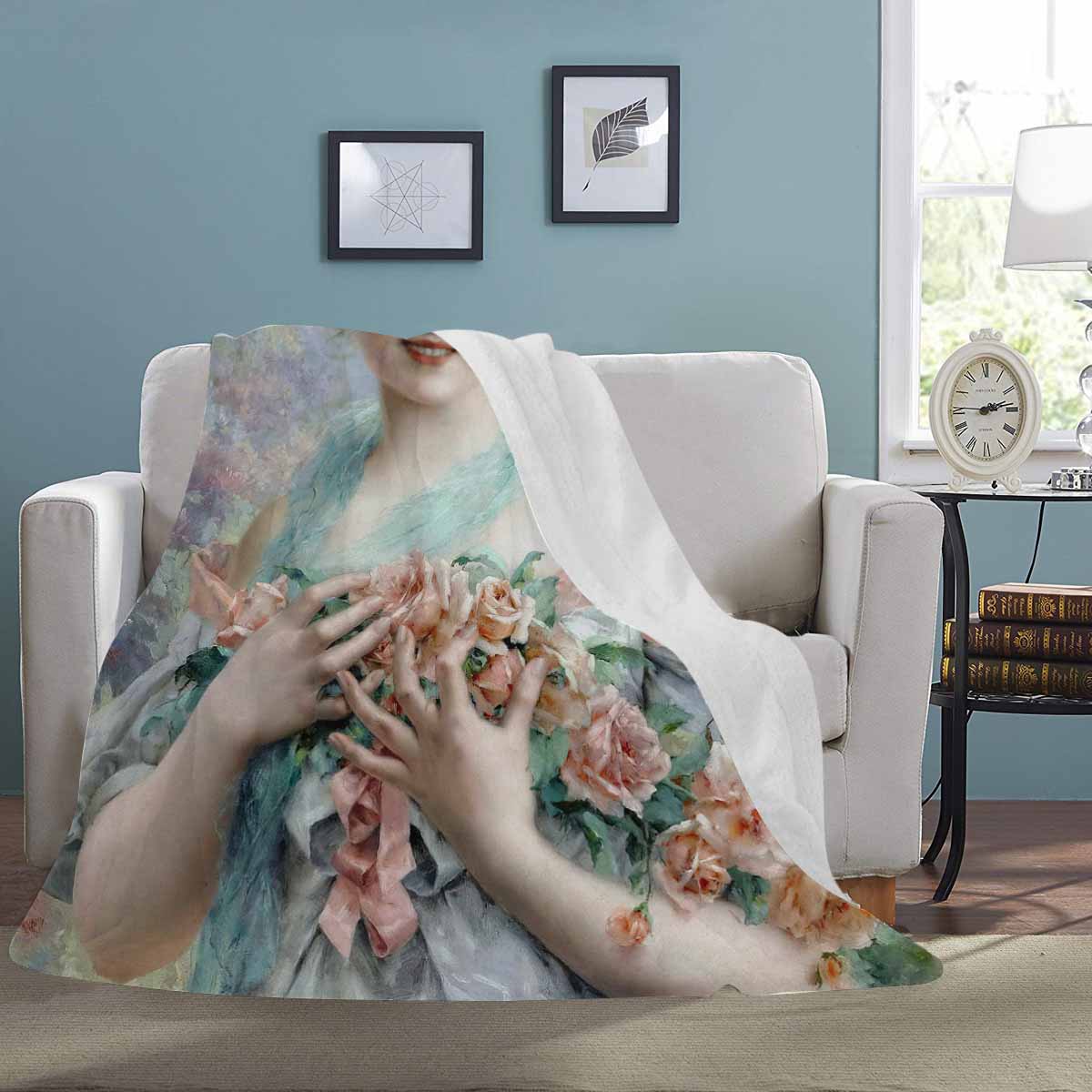 Victorian Lady Design BLANKET, LARGE 60 in x 80 in, The Rose Girl