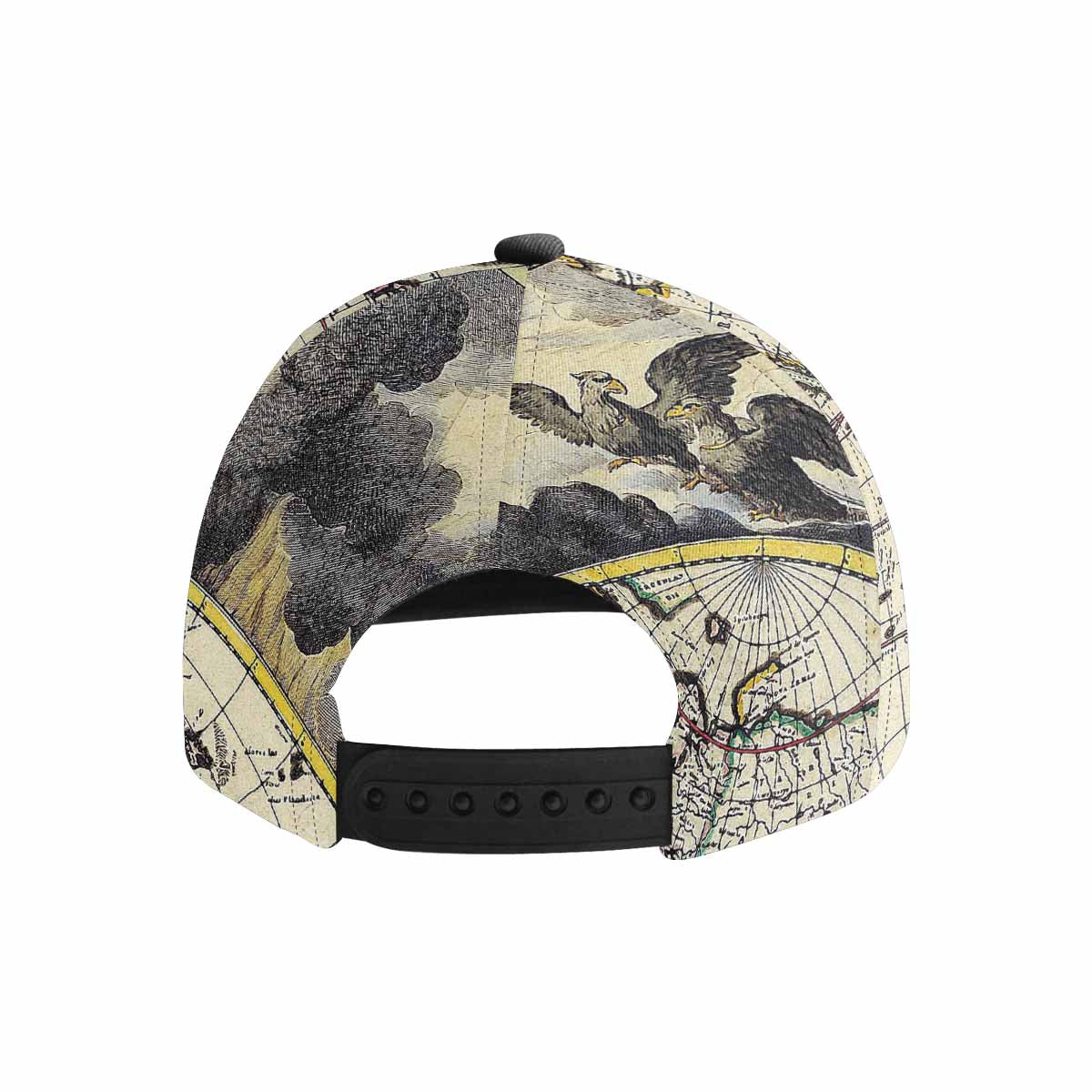 Antique Map design mens or womens deep snapback cap, trucker hat, Design 19