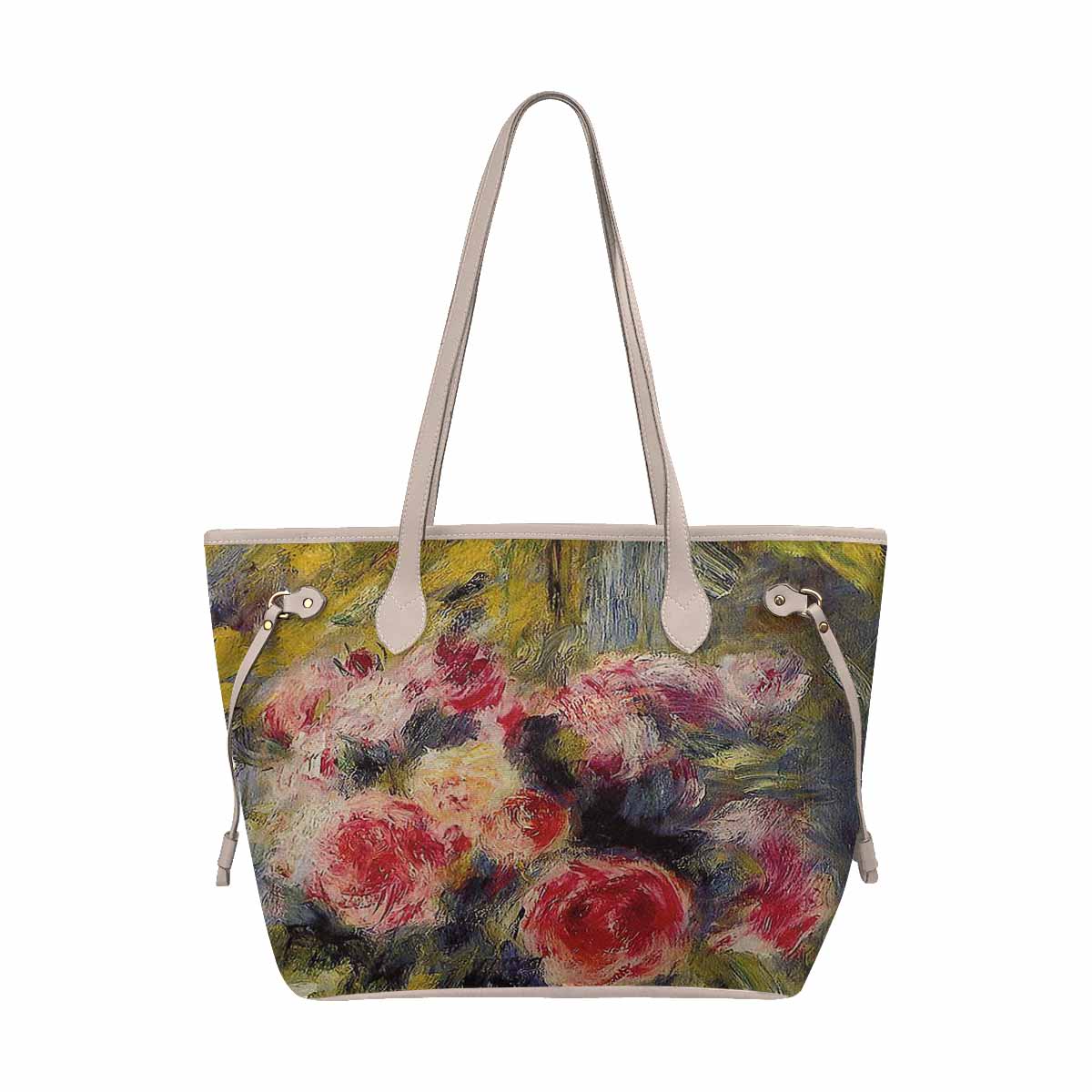 Vintage Floral Handbag, Classic Handbag, Mod 1695361 Design 26 BEIGE/TAN TRIM