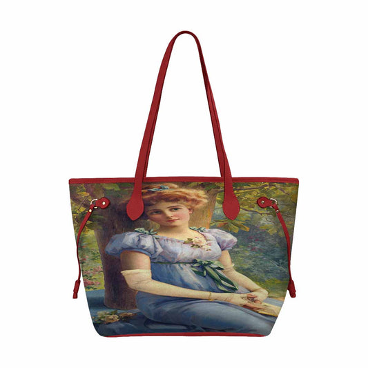 Victorian Lady Design Handbag, Model 1695361, A Sweet Glance, RED TRIM