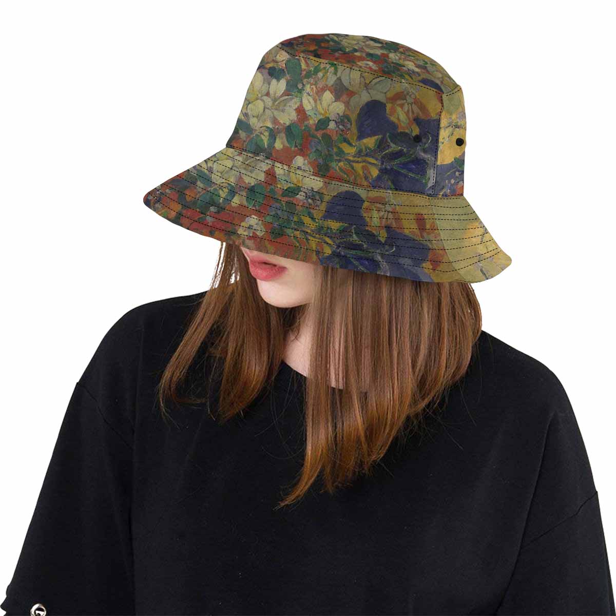 Vintage floral unisex bucket boonie Hat, outdoors hat, Design 10