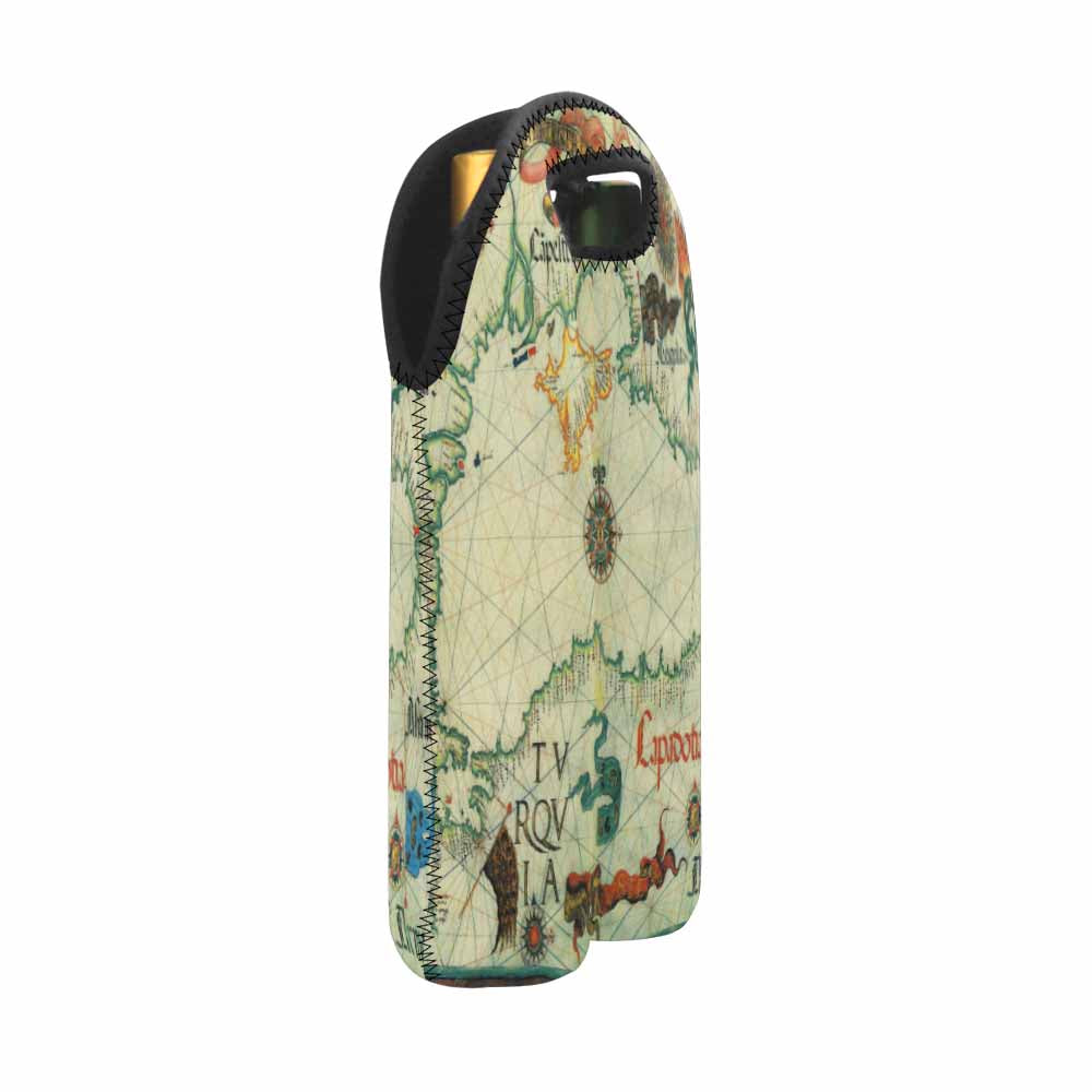 2 Bottle Antique map wine bag,Design 33