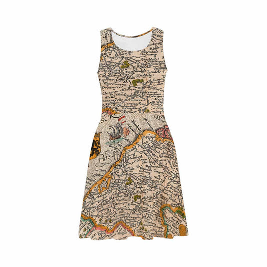 Antique Map casual summer dress, MODEL 09534, design 04