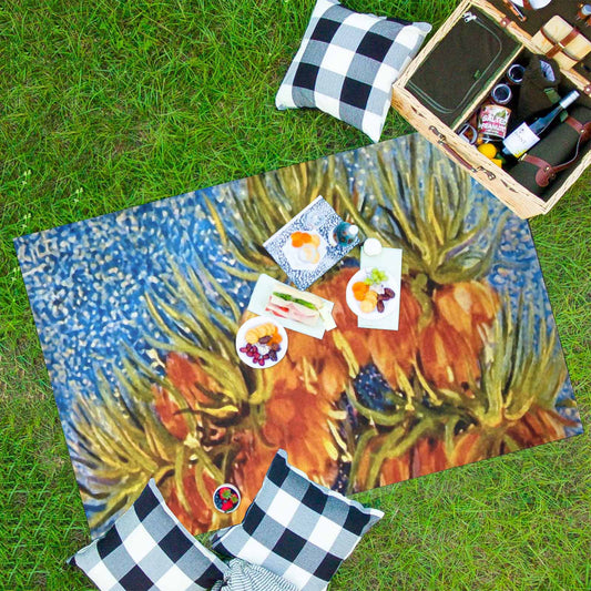 Vintage Floral waterproof picnic mat, 81 x 55in, Design 42