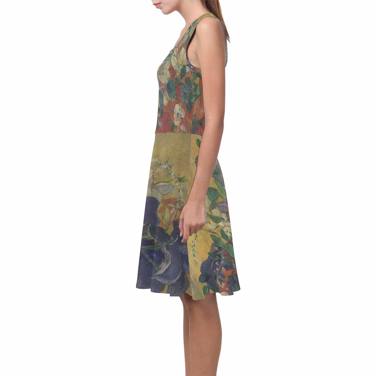 Vintage floral short summer flare dress,  XS to 3XL plus size, model D09534 Design 10
