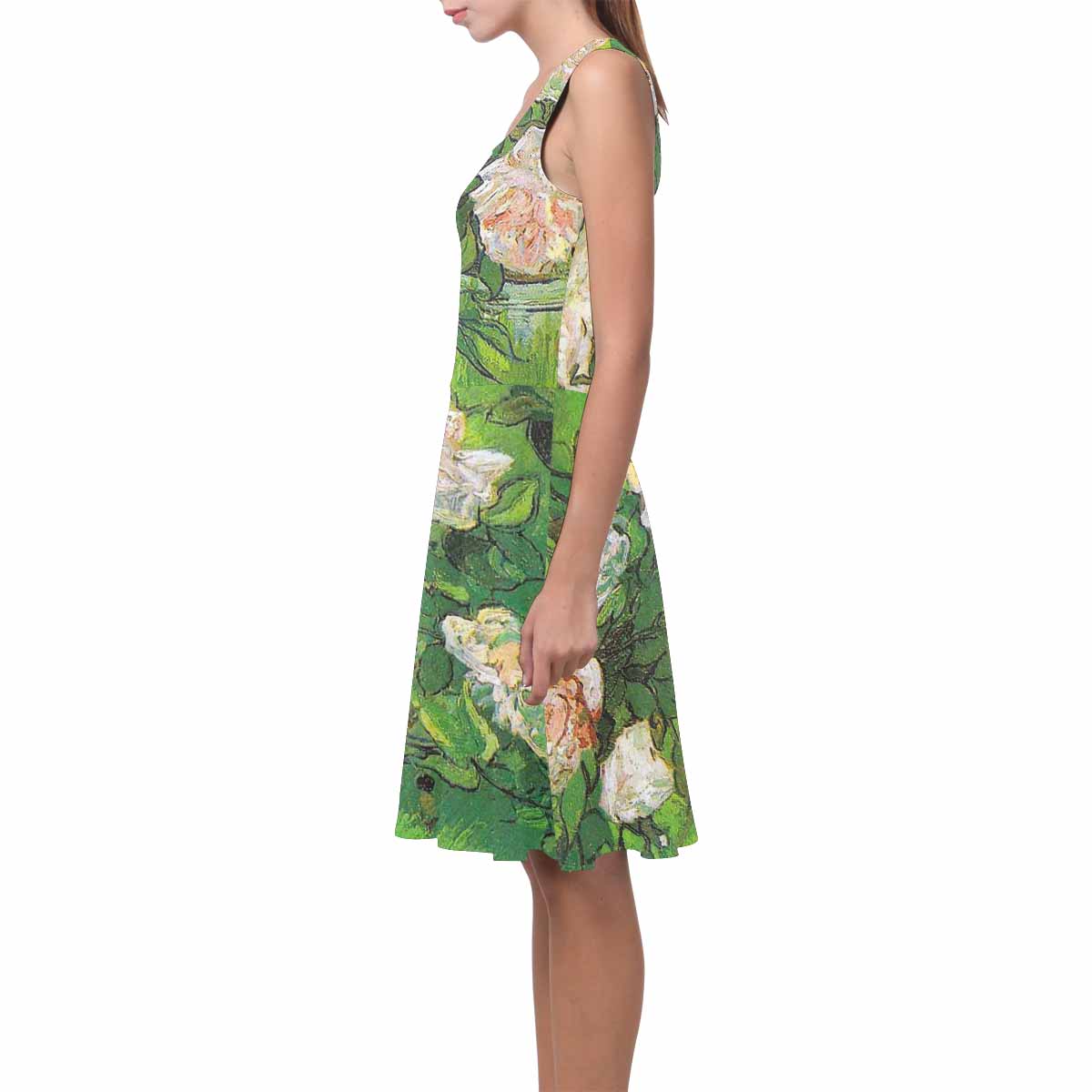 Vintage floral short summer flare dress,  XS to 3XL plus size, model D09534 Design 06