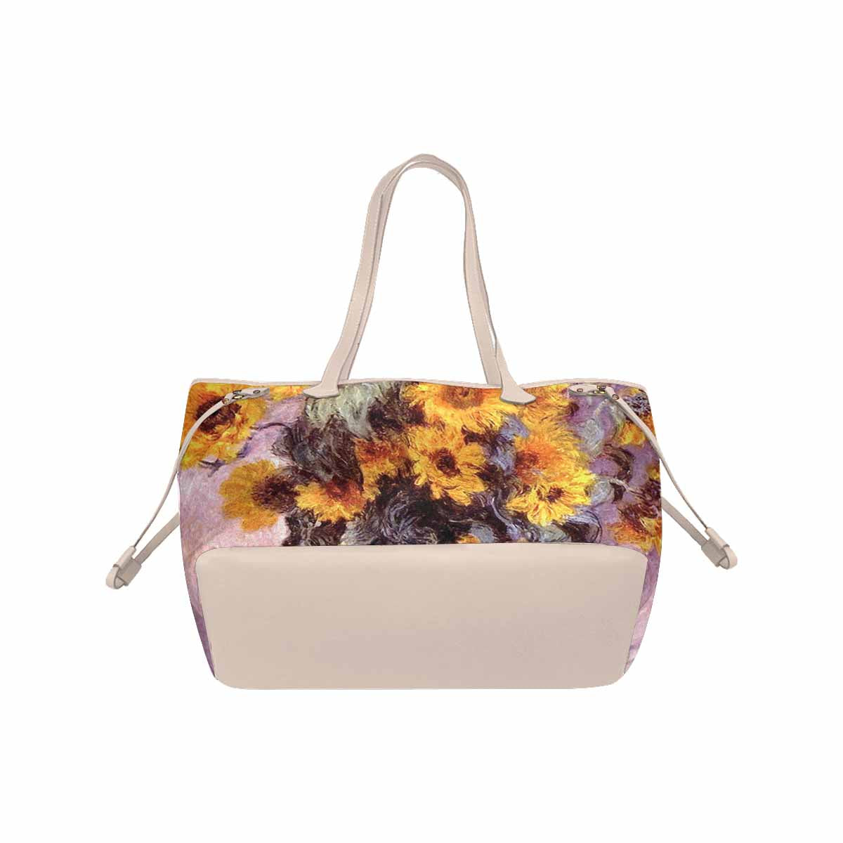 Vintage Floral Handbag, Classic Handbag, Mod 1695361, Design 49 BEIGE/TAN TRIM